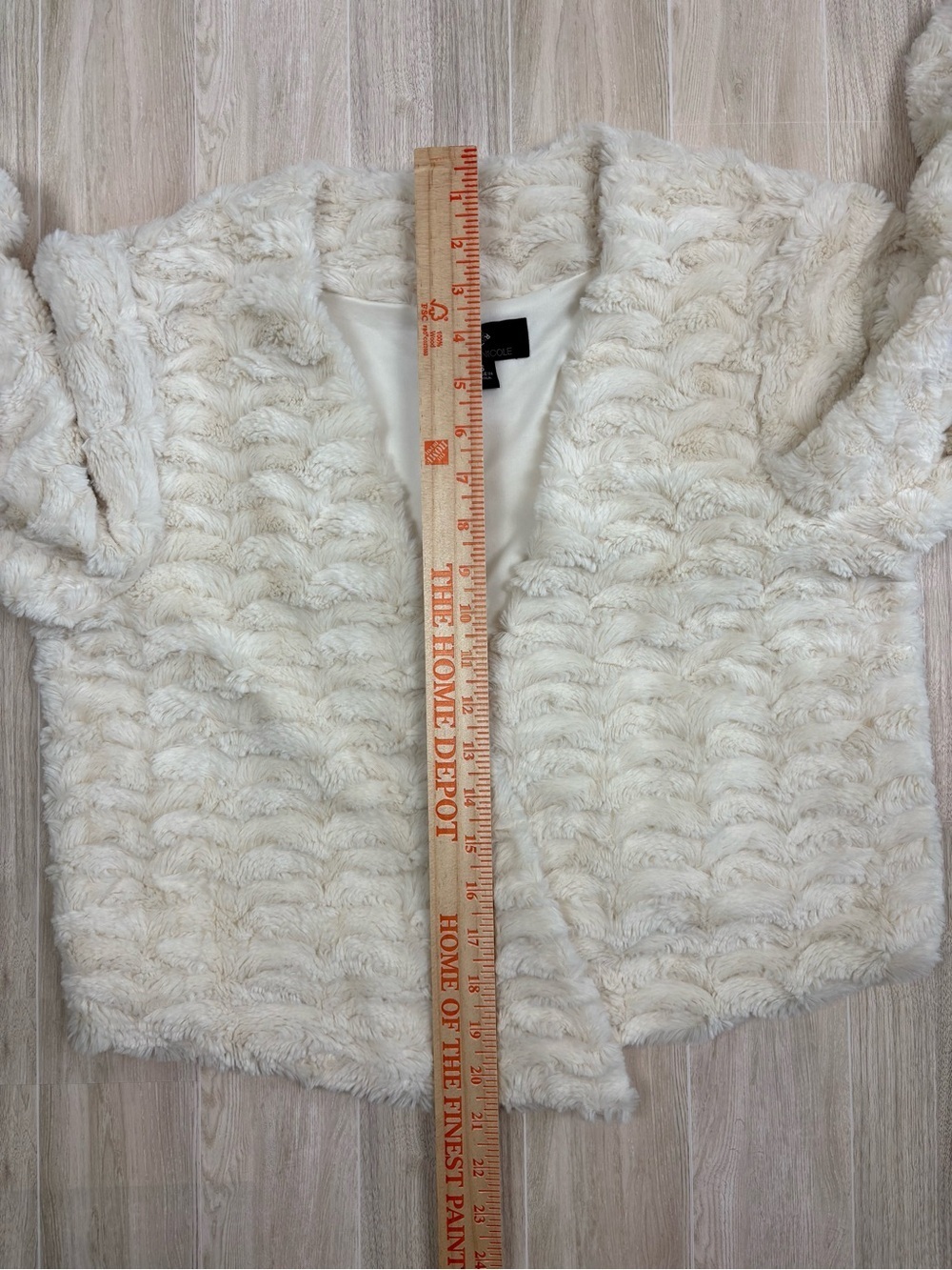 Ronni Nicole Cream Faux Fur Open-Front Teddy Jacket Small Mob Wife Soft Glam - Picture 7 of 7